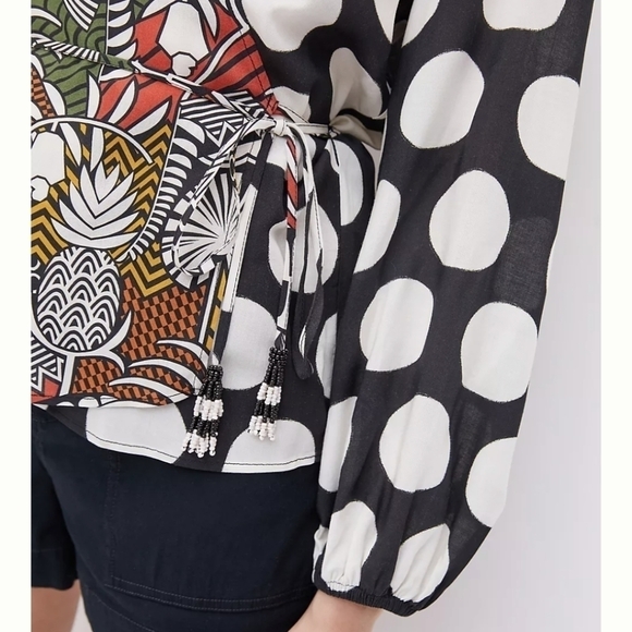 anthropologie farm Rio tropical print wrap top - Picture 4 of 10